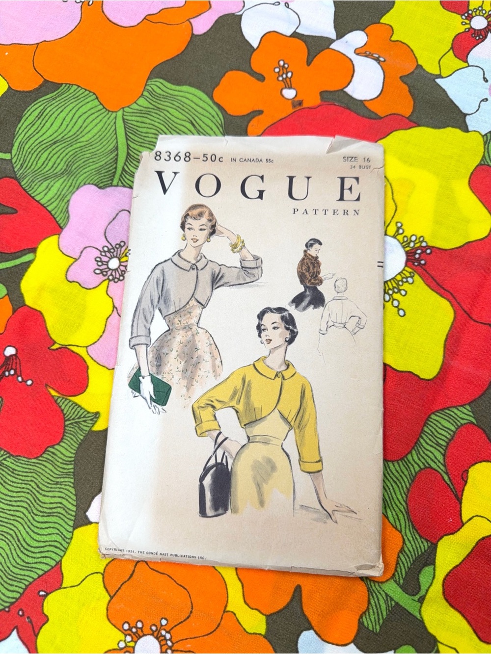 Vintage 50s Vogue 8368 Bolero Retro Jacket Easy Size 16 34 Inch Bust